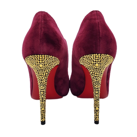 Christian Louboutin Hot Chick 100 Kiss Velvet Tassel Pumps Loubi Mystery 38.5